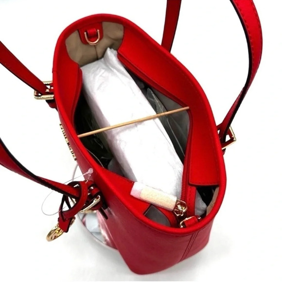 Michael Kors Jet Set Travel Extra-Small Top Zip Tote Bag Red - Picture 7 of 9